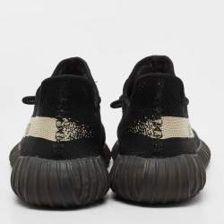 Pre Owned Yeezy x Adidas Black Knit Fabric Boost 350 V2 Oreo Sneakers Size 44