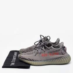 Pre Owned Yeezy x adiddas Grey Knit Fabric Boost 350 V2 Sneakers Size 40 2/3