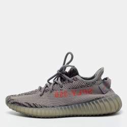 Pre Owned Yeezy x adiddas Grey Knit Fabric Boost 350 V2 Sneakers Size 40 2/3