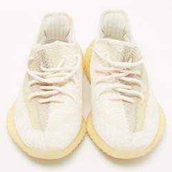 Pre Owned Yeezy x Adidas White Knit Fabric Boost 350 V2 Natural Sneakers Size 41 1/3