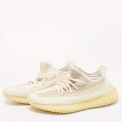 Pre Owned Yeezy x Adidas White Knit Fabric Boost 350 V2 Natural Sneakers Size 41 1/3
