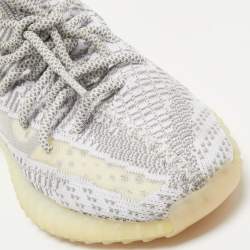 Pre Owned Yeezy x Adidas Grey/White Knit Fabric Boost 350 V2 Static Sneakers Size 39 1/3