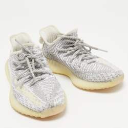 Pre Owned Yeezy x Adidas Grey/White Knit Fabric Boost 350 V2 Static Sneakers Size 39 1/3