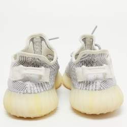 Pre Owned Yeezy x Adidas Grey/White Knit Fabric Boost 350 V2 Static Sneakers Size 39 1/3
