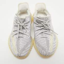 Pre Owned Yeezy x Adidas Grey/White Knit Fabric Boost 350 V2 Static Sneakers Size 39 1/3