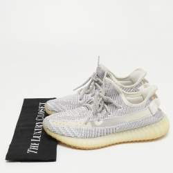 Pre Owned Yeezy x Adidas Grey/White Knit Fabric Boost 350 V2 Static Sneakers Size 39 1/3