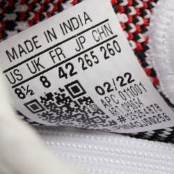 Pre Owned Yeezy x Adiddas White/Black Knit Fabric Boost 350 V2 Zebra Sneakers Size 42