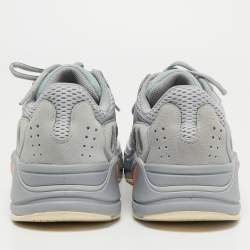 Pre Owned Yeezy x Adidas Grey/Blue Suede and Mesh Boost 700 Inertia Sneakers Size 44