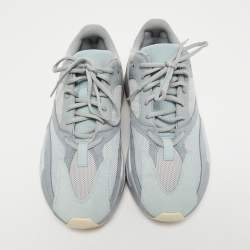 Pre Owned Yeezy x Adidas Grey/Blue Suede and Mesh Boost 700 Inertia Sneakers Size 44