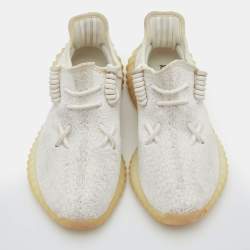 Pre Owned Yeezy x Adidas White Knit Fabric Boost 350 V2 Cream Sneakers Size 38 2/3