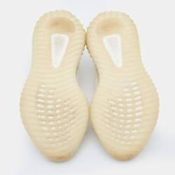 Pre Owned Yeezy x Adidas White Knit Fabric Boost 350 V2 Cream Sneakers Size 38 2/3