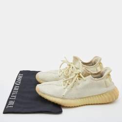 Pre Owned Yeezy x Adidas Cream Knit Fabric Boost 350 V2 Butter Sneakers Size 38 2/3