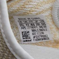 Pre Owned Yeezy x Adidas White/Cream Knit Fabric Boost 350 V2 Natural Sneakers Size 46