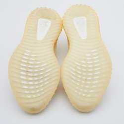 Pre Owned Yeezy x Adidas White/Cream Knit Fabric Boost 350 V2 Natural Sneakers Size 46