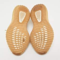 Pre Owned Yeezy x Adidas Beige/Blue Knit Fabric Boost 350 V2 Linen Sneakers Size 38 2/3