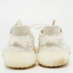 Pre Owned Yeezy x Adidas White Knit Fabric Boost 350 V2  White Sneakers Size 44