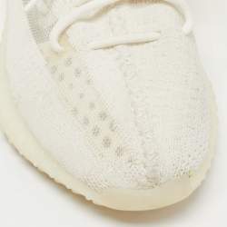 Pre Owned Yeezy x Adidas White Knit Fabric Boost 350 V2  White Sneakers Size 44