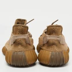 Pre Owned Yeezy x Adidas Olive Green Knit Fabric Boost 350 V2 Earth Sneakers Size 44