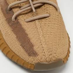 Pre Owned Yeezy x Adidas Olive Green Knit Fabric Boost 350 V2 Earth Sneakers Size 44