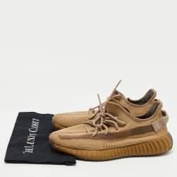 Pre Owned Yeezy x Adidas Olive Green Knit Fabric Boost 350 V2 Earth Sneakers Size 44
