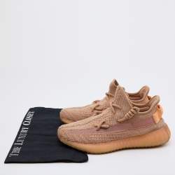 Pre Owned Yeezy x Adidas Orange Knit Fabric Boost 350 V2 Clay Sneakers Size 37 1/3