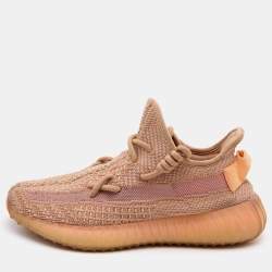 Pre Owned Yeezy x Adidas Orange Knit Fabric Boost 350 V2 Clay Sneakers Size 37 1/3