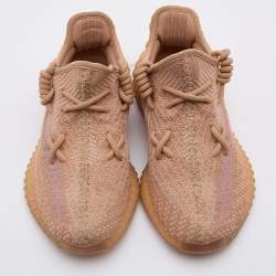 Pre Owned Yeezy x Adidas Orange Knit Fabric Boost 350 V2 Clay Sneakers Size 37 1/3