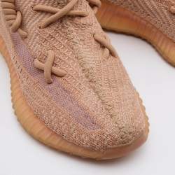 Pre Owned Yeezy x Adidas Orange Knit Fabric Boost 350 V2 Clay Sneakers Size 37 1/3
