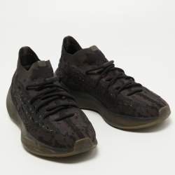 Pre Owned Yeezy x Adidas Black/Brown Knit Fabric Boost 380 Onyx Sneakers Size 46