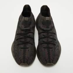 Pre Owned Yeezy x Adidas Black/Brown Knit Fabric Boost 380 Onyx Sneakers Size 46