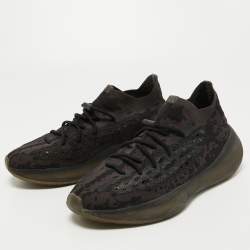 Pre Owned Yeezy x Adidas Black/Brown Knit Fabric Boost 380 Onyx Sneakers Size 46