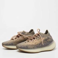 Pre Owned Yeezy x Adidas Grey/Beige Knit Fabric Yeezy 380 “Mist” Sneakers Size 411/3