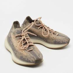 Pre Owned Yeezy x Adidas Grey/Beige Knit Fabric Yeezy 380 “Mist” Sneakers Size 411/3
