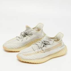Pre Owned Yeezy x Adidas White Fabric Boost 350 V2 Lundmark (Non Reflective) Sneakers Size 42