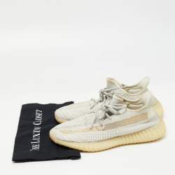 Pre Owned Yeezy x Adidas White Fabric Boost 350 V2 Lundmark (Non Reflective) Sneakers Size 42