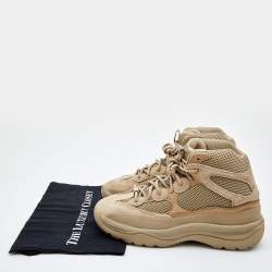 Pre Owned Yeezy x Adidas Beige Suede and Mesh Desert Boot Rock Sneakers Size 46