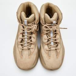Pre Owned Yeezy x Adidas Beige Suede and Mesh Desert Boot Rock Sneakers Size 46