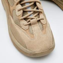 Pre Owned Yeezy x Adidas Beige Suede and Mesh Desert Boot Rock Sneakers Size 46