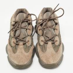 Pre Owned Yeezy x Adidas Brown/Olive Green Mesh and Suede 500 Clay Sneakers Size 431/3