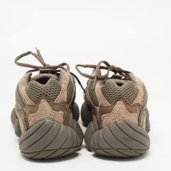 Pre Owned Yeezy x Adidas Brown/Olive Green Mesh and Suede 500 Clay Sneakers Size 431/3