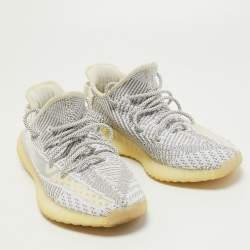 Pre Owned Yeezy x Adidas Grey/White Knit Fabric Boost 350 V2 Static Sneakers Size 43 1/3
