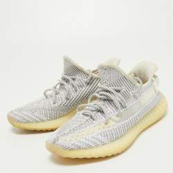 Pre Owned Yeezy x Adidas Grey/White Knit Fabric Boost 350 V2 Static Sneakers Size 43 1/3