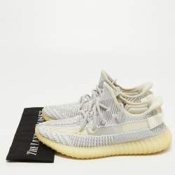 Pre Owned Yeezy x Adidas Grey/White Knit Fabric Boost 350 V2 Static Sneakers Size 43 1/3