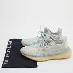 Yeezy x Adidas Blue/White Knit Fabric Boost 350 V2 Cloud White Sneakers Size 38 2/3