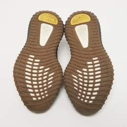 Pre Owned Yeezy x Adidas Black Knit Fabric Boost 350 V2 Cinder Sneakers Size 38