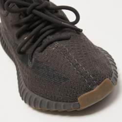Pre Owned Yeezy x Adidas Black Knit Fabric Boost 350 V2 Cinder Sneakers Size 38