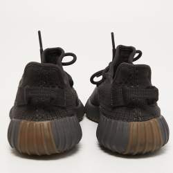 Pre Owned Yeezy x Adidas Black Knit Fabric Boost 350 V2 Cinder Sneakers Size 38