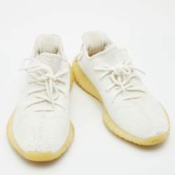 Yeezy x Adidas White Knit Fabric Boost 350 V2 Cream Low Top Sneakers Size 42