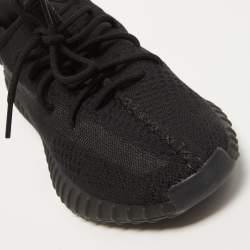 Pre Owned Yeezy x Adidas Black Knit Fabric Boost 350 V2 Onyx Sneakers Size 45 1/3