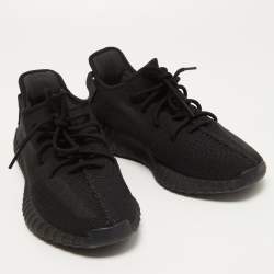 Pre Owned Yeezy x Adidas Black Knit Fabric Boost 350 V2 Onyx Sneakers Size 45 1/3